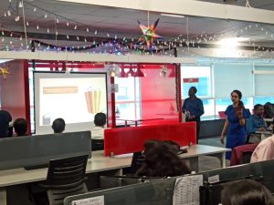 Employees at JR Technologies taking part in movie trivia activity at the office. It features on the employee engagement page of the company JR Technologies. The company provides innovative business solutions in the travel landscape and beyond.